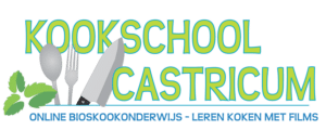 het logo van kookschool Castricum met de tekst online BiosKookOnderwijs